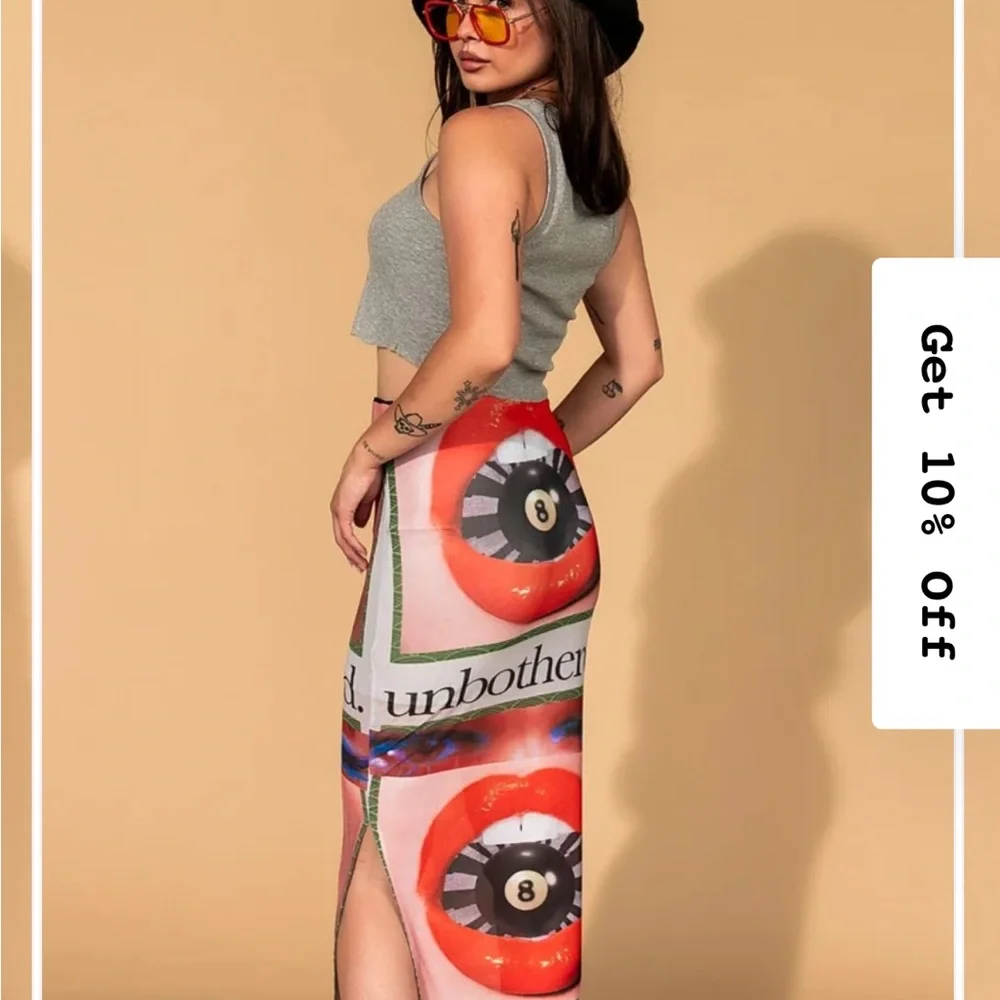 Dressed in lala Unbothered and Thriving Mesh Midi Skirt 3XL - Picture 2 of 4